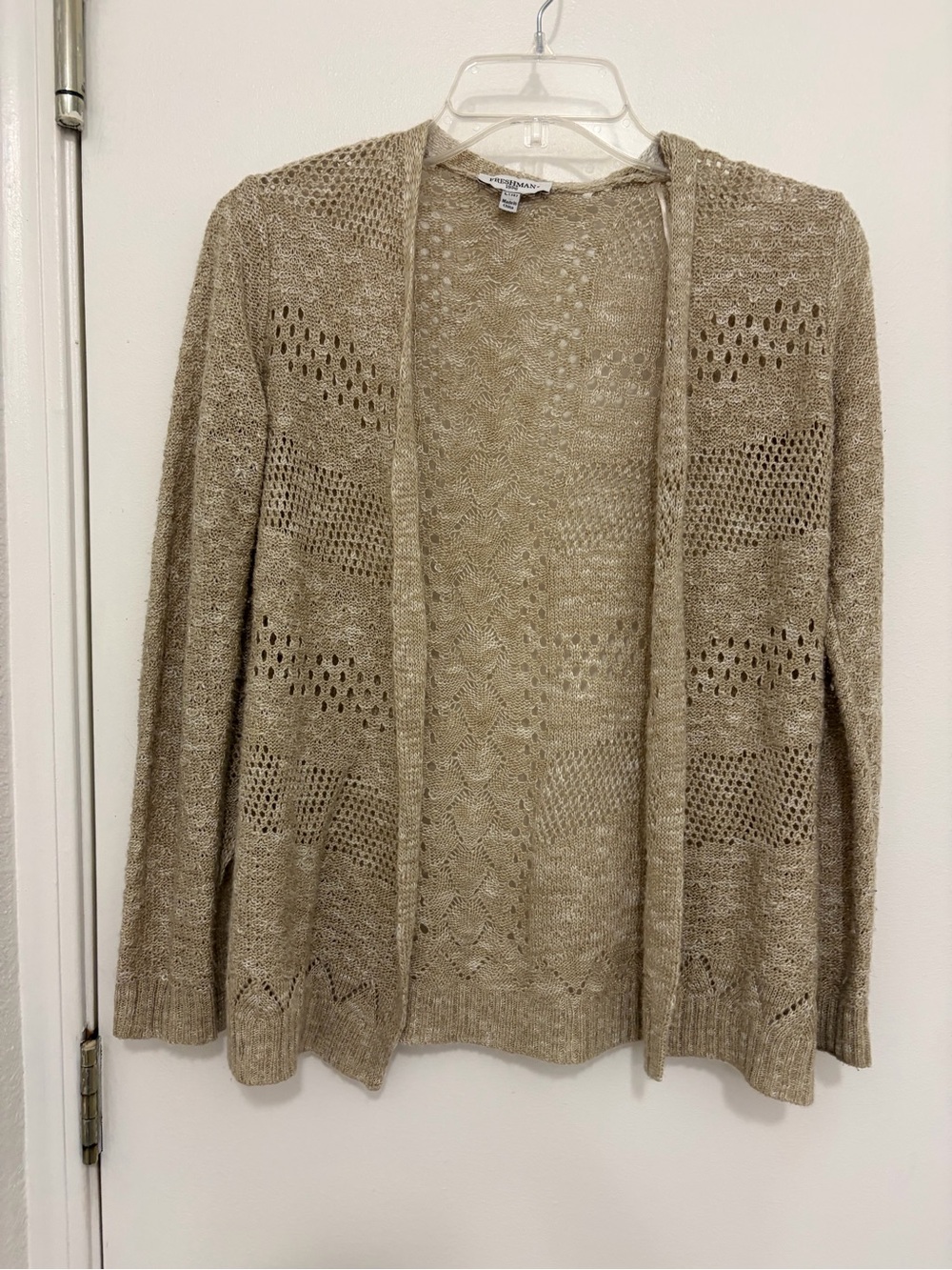 Freshman 1996 Open-Front Knit Cardigan in Beige